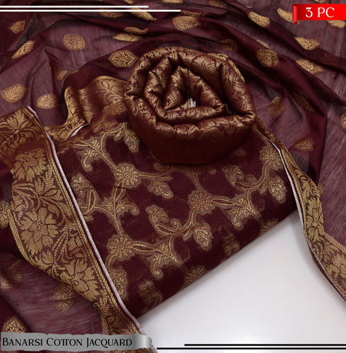BANARSI COTTON JACQUARD 3 PIECE SUIT