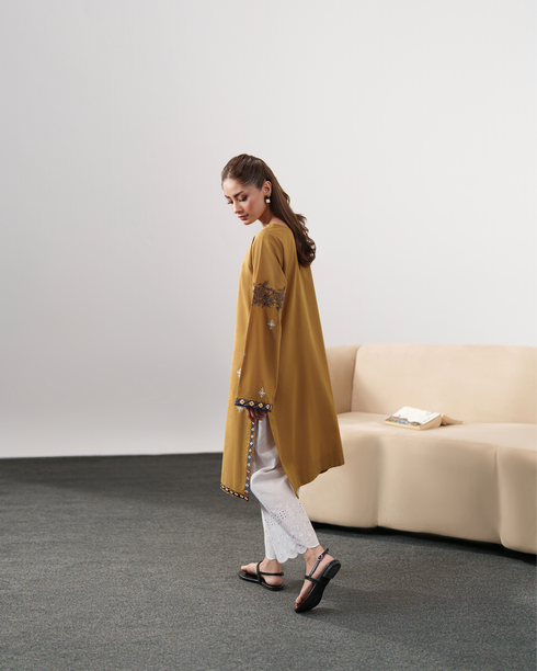 IZEL-3PC DHANAK EMBROIDERED SHIRT WITH DHANAK SHAWL AND EMB TROUSER-FW-10