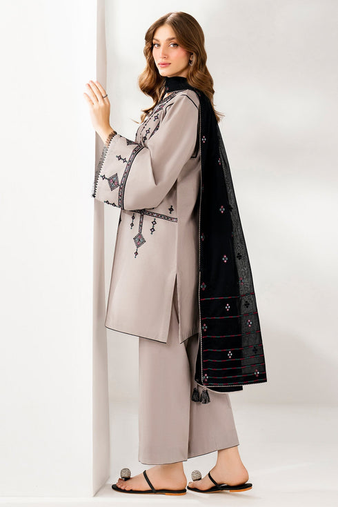 JAZMIN-3PC DHANAK EMBROIDERED SHIRT WITH CHIFFON EMB DUPATTA AND TROUSER-FW-7