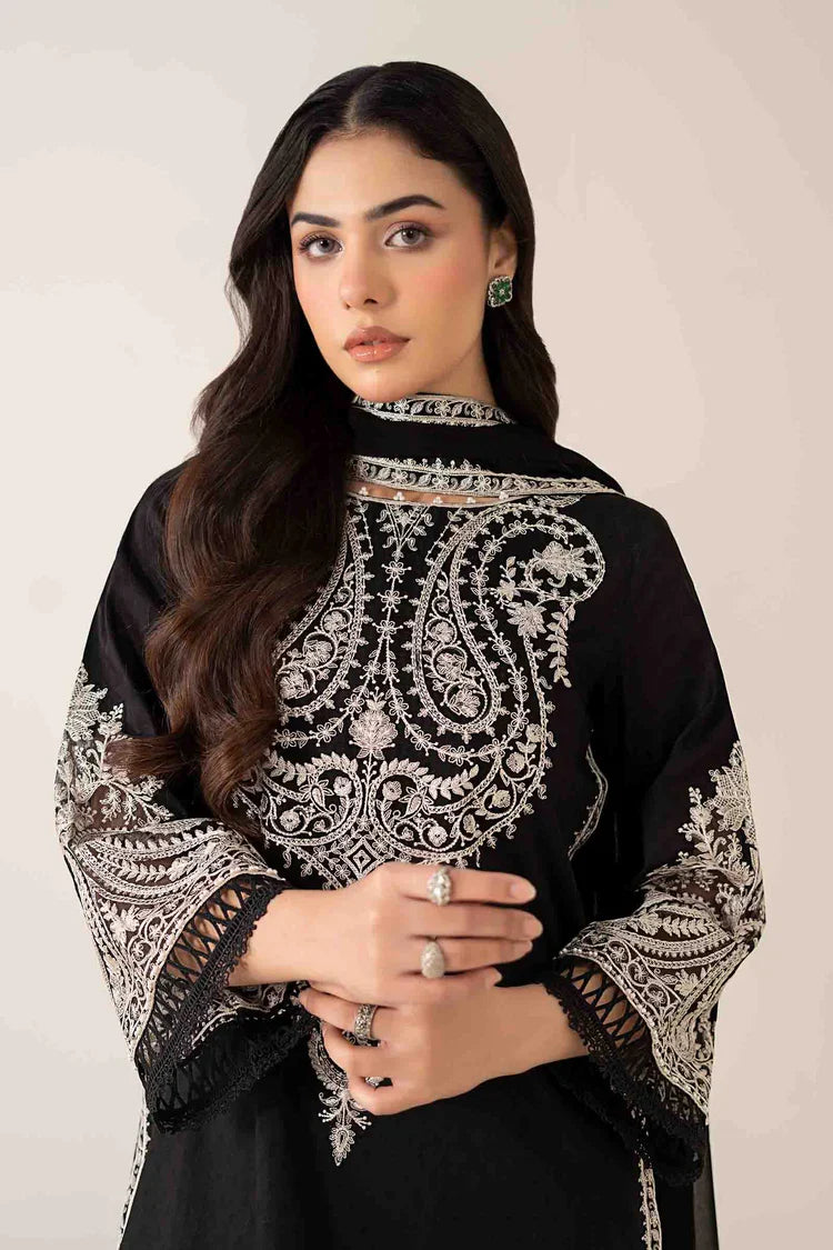 MARIA B- 3PC DHANAK EMBROIDERED SHIRT WITH DHANAK DYED SHAWL - FW-138