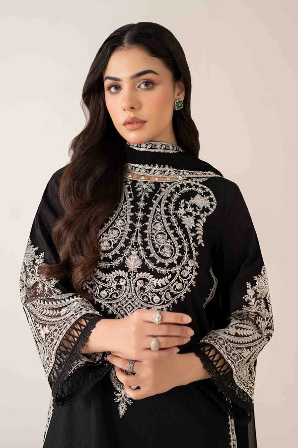 MARIA B- 3PC DHANAK EMBROIDERED SHIRT WITH DHANAK DYED SHAWL - FW-138