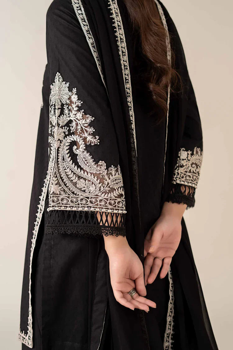 MARIA B- 3PC DHANAK EMBROIDERED SHIRT WITH DHANAK DYED SHAWL - FW-138