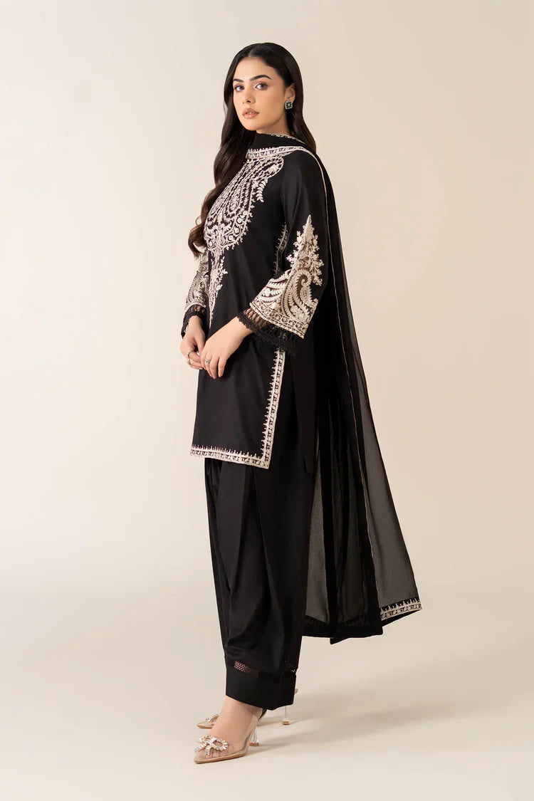 MARIA B- 3PC DHANAK EMBROIDERED SHIRT WITH DHANAK DYED SHAWL - FW-138