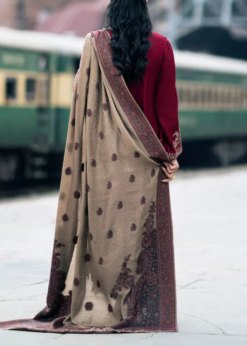 Fairy Clothes Embroidered 3pc Dhanak dress with Printed shawl - FW-19