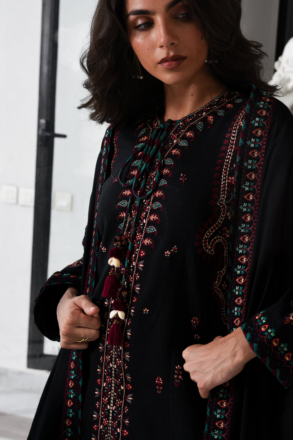 BATIK-3PC DHANAK EMBROIDERED SHIRT WITH DHANAK EMBROIDERED SHAWL AND TROUSER-FW-6