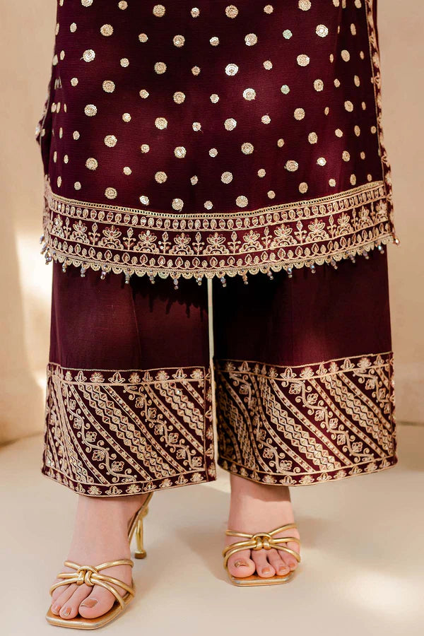 MARIA.B -3PC EMBROIDERED FANCY VELVET DRESS WITH BROSHIA NET DUPATTA- FPW-49