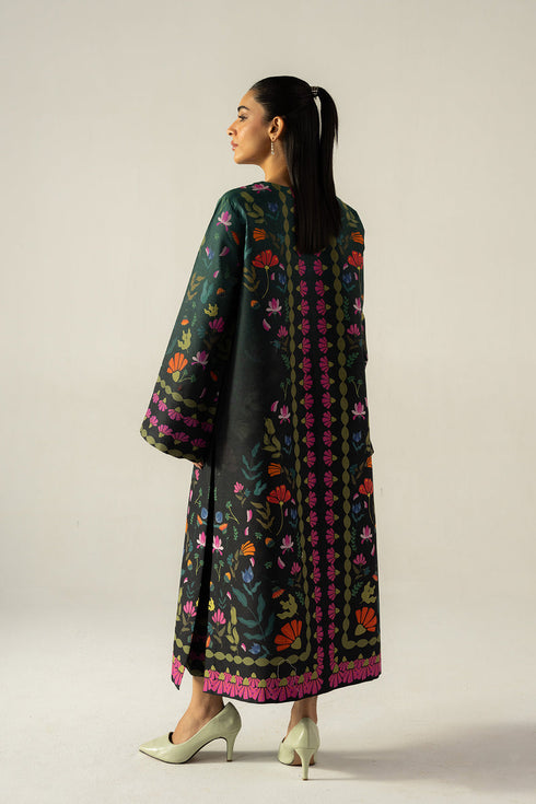 AFROZEH-2PC SHAMOZE SILK PRINTED SHIRT WITH SHAMOZE SILK PRINTED TROUSER-FS-7