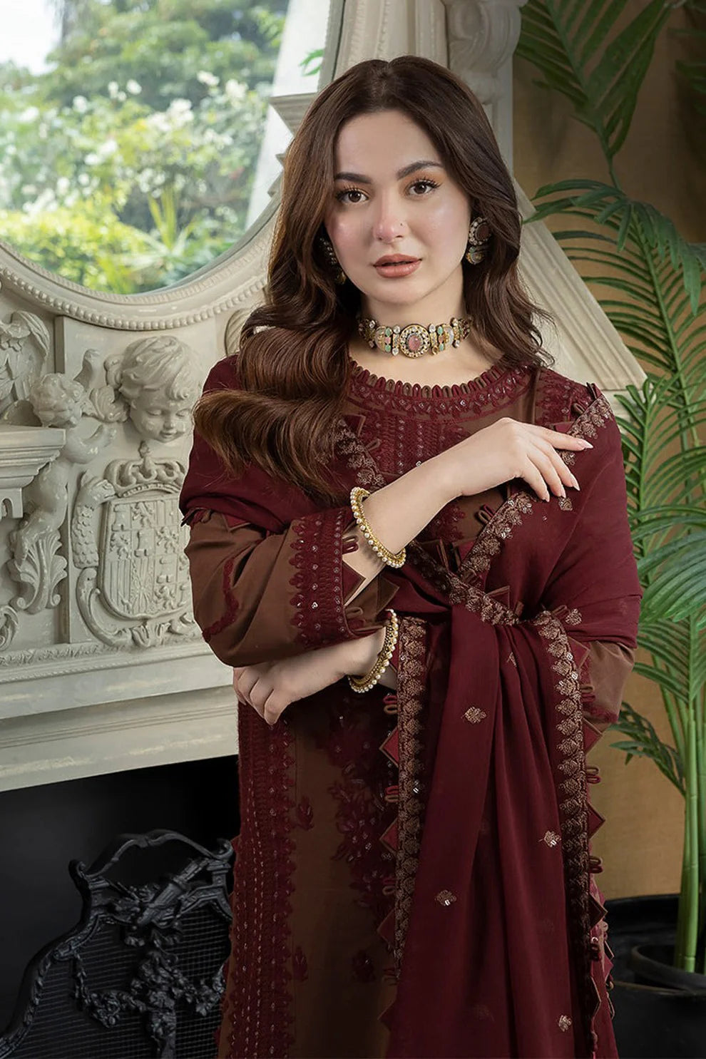 ASIM JOFA- 3PC CHIFFON  EMBROIDERED SHIRT WITH CHIFFON  EMBROIDERED DUPPATA  AND TROUSER- FPW-93