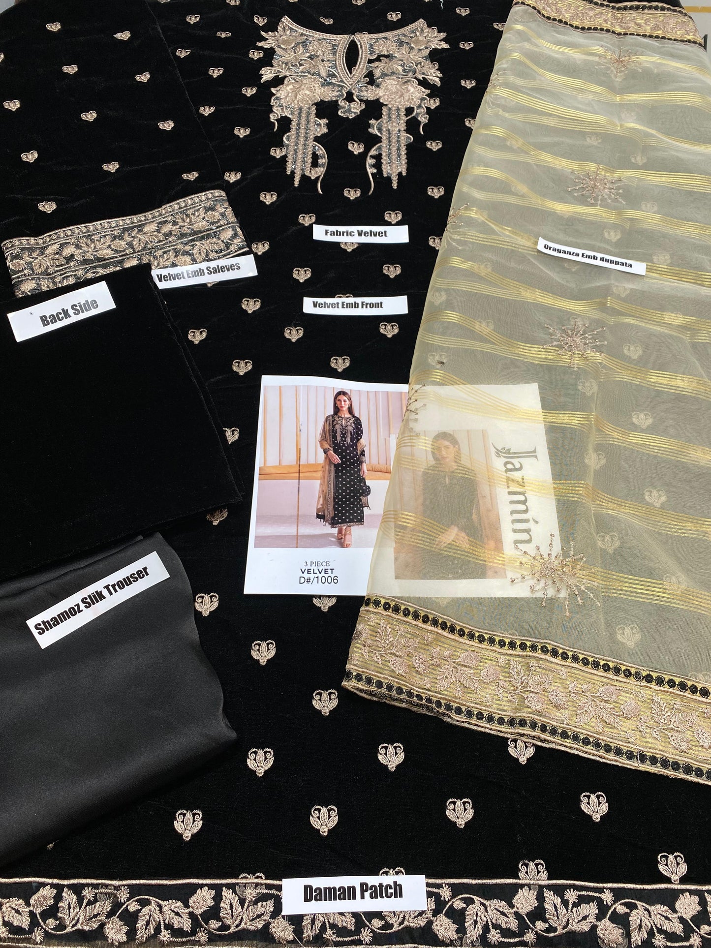 SANA ABBAS -3PC EMBROIDED VELVET DRESS WITH 4 SIDE EMBROIDED NET DUPATTA- FPW-17