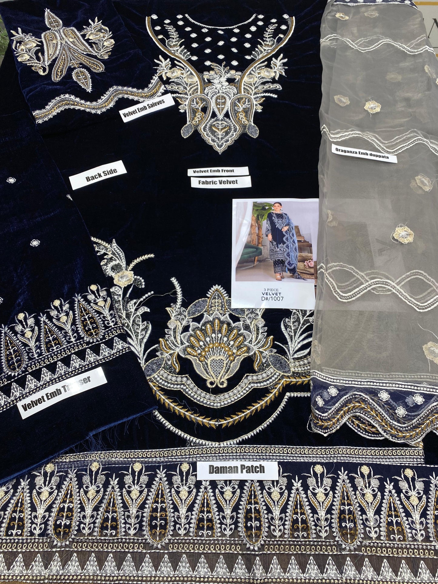 ASIM JOFA -3PC HEAVY EMBROIDERED VELVET DRESS WITH FULLY HEAVY EMBROIDERED NET DUPATTA- FPW-33