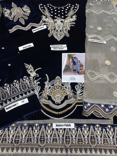 ASIM JOFA -3PC HEAVY EMBROIDERED VELVET DRESS WITH FULLY HEAVY EMBROIDERED NET DUPATTA- FPW-33