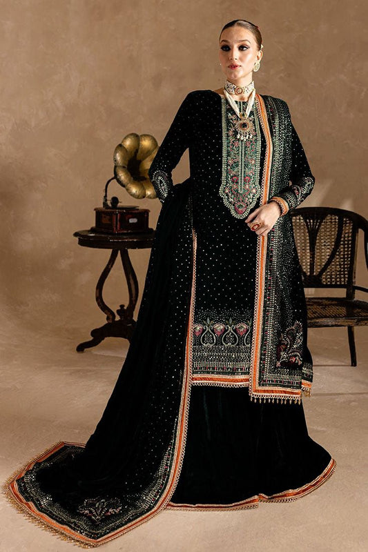 ZAFIRA -3PC FANCY HEAVY EMBROIDERED VELVET DRESS WITH 4 SIDE HEAVY EMBROIDERED ORGANZA DUPATTA- FPW-81