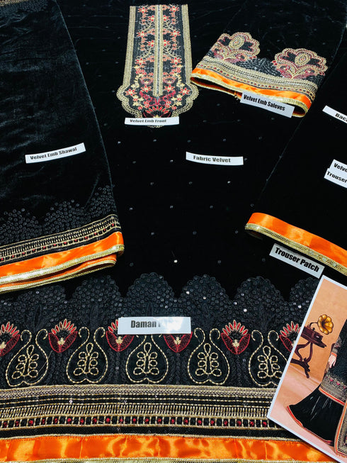 ZAFIRA -3PC FANCY HEAVY EMBROIDERED VELVET DRESS WITH 4 SIDE HEAVY EMBROIDERED ORGANZA DUPATTA- FPW-81