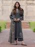 IZEL-3PC DHANAK EMBROIDERED SHIRT WITH COURTRAI PRINTED SHAWL & TROUSER-FW-225