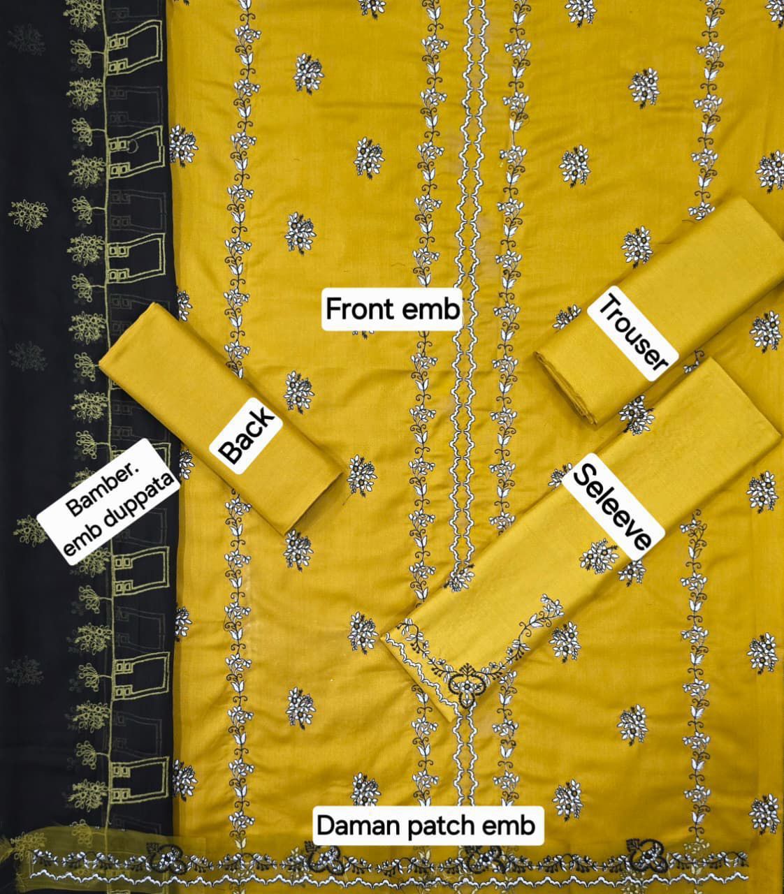 BIN ILYAS -3PC EMBROIDED DHANAK SHIRT WITH EMBROIDERED  DUPATTA- FC-133