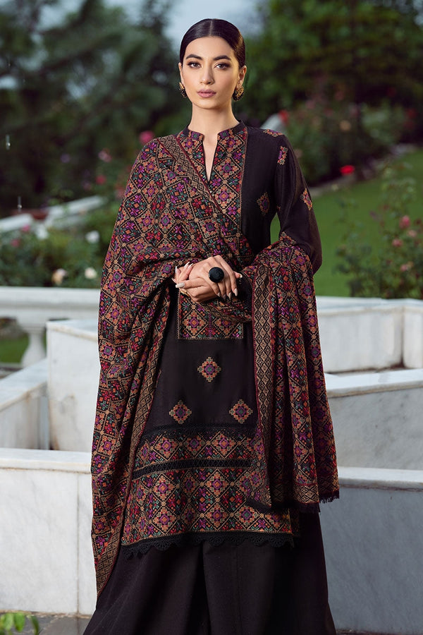 Bareeze FCC-707 Black Embroidered Dhanak Three Piece Winter Collection-FW-237