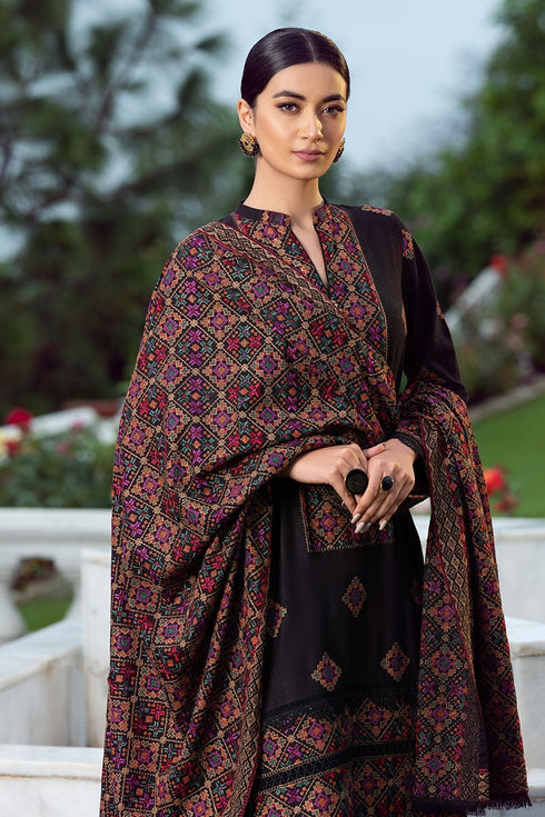Bareeze FCC-707 Black Embroidered Dhanak Three Piece Winter Collection-FW-237