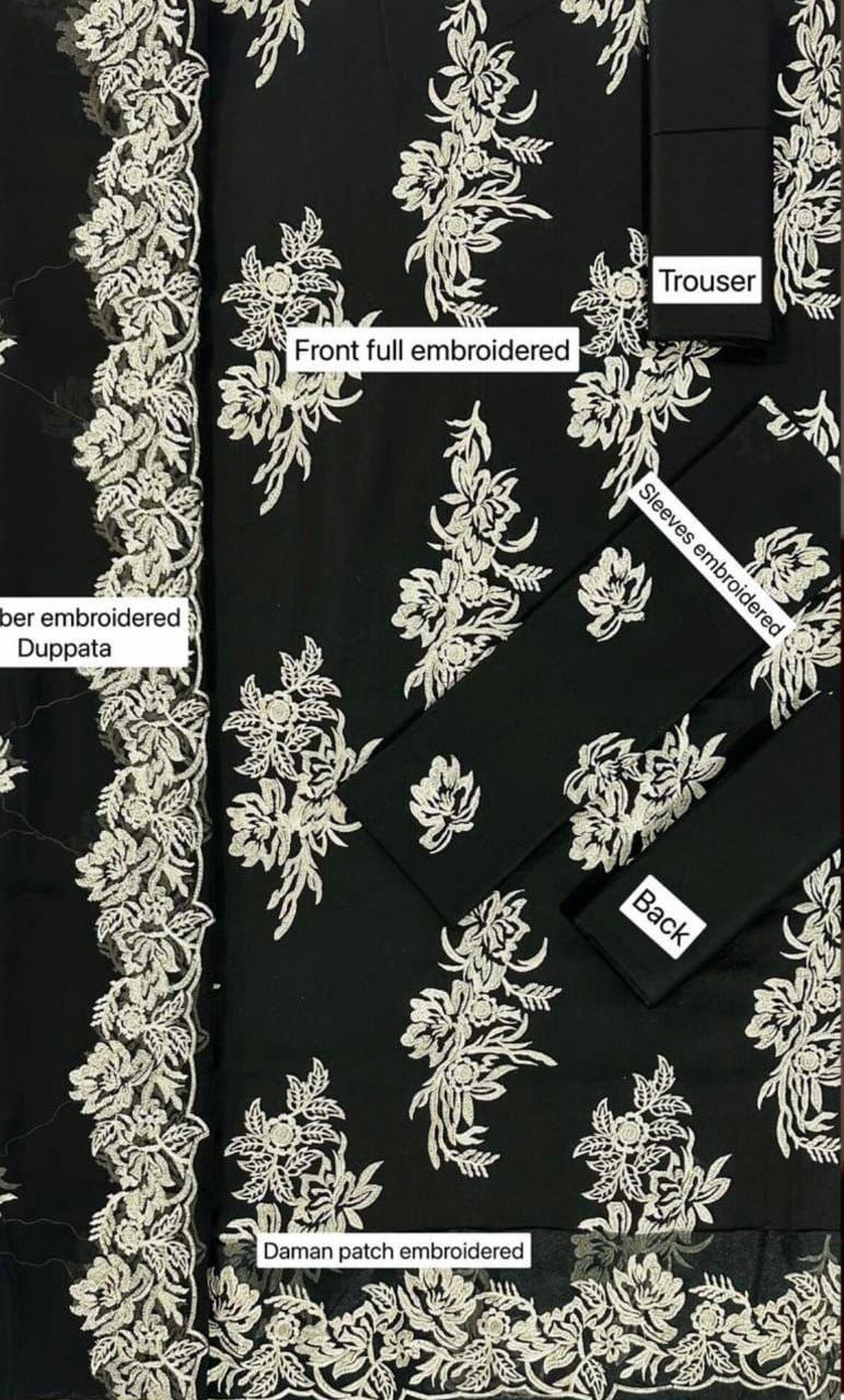 ZAHA -3PC EMBROIDED LAWN DRESS WITH EMBROIDED CHIFFON DUPATTA- FCO-193