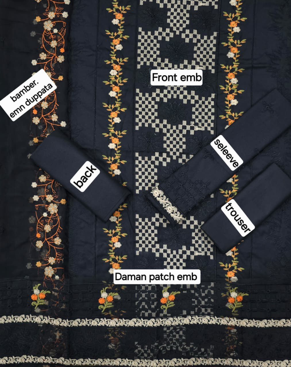 AZURE- 3PC DHANAK EMBROIDERED SHIRT WITH EMBROIDERED CHIFFON DUPPATA- FW-33