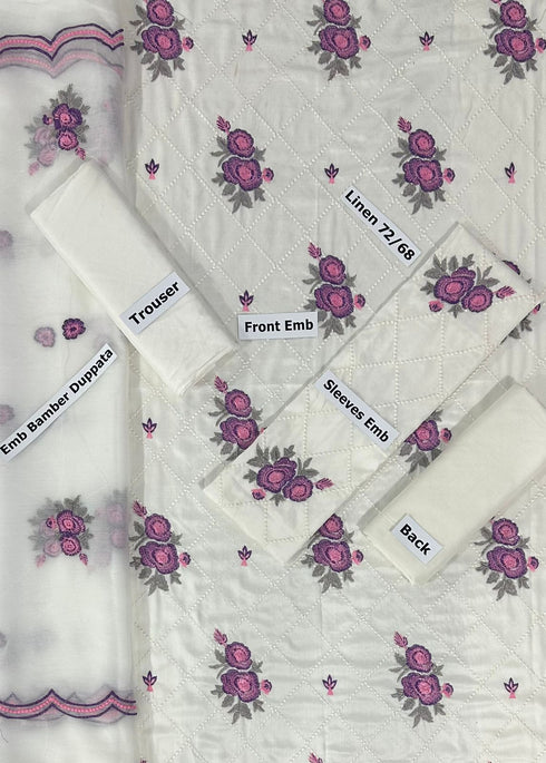 ANSAB JAHANGIR -3PC EMBROIDERED DHANAK DRESS WITH EMBROIDERED CHIFFON DUPATTA- EL-26