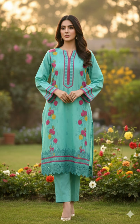 FAIRY CLOTHES -2PC EMBROIDED LAWN DRESS - FCO-17