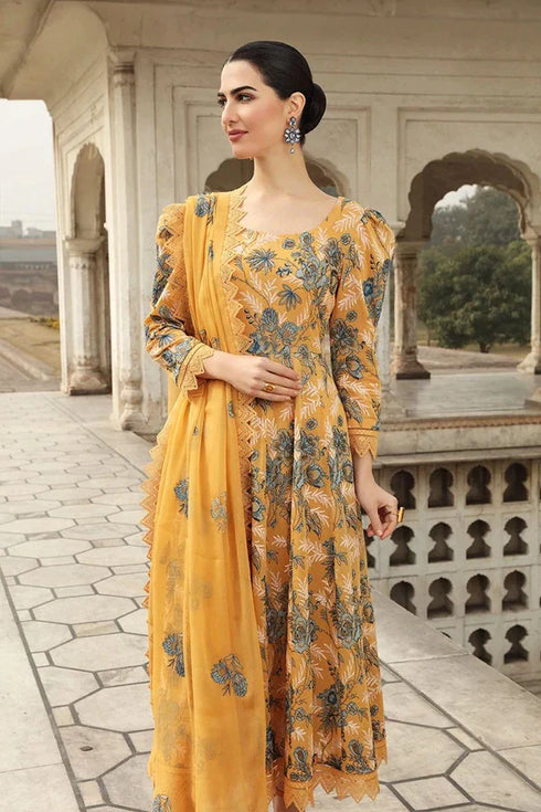 BAREEZE-3PC EMBROIDED LAWN DRESS WITH EMBROIDED CHIFFON DUPATTA- B-001