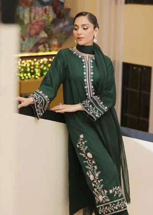URGE -3PC EMBROIDERED DHANAK DRESS WITH DHANAK WOOL SHAWL- FW-137