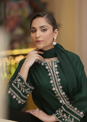 URGE -3PC EMBROIDERED DHANAK DRESS WITH DHANAK WOOL SHAWL- FW-137