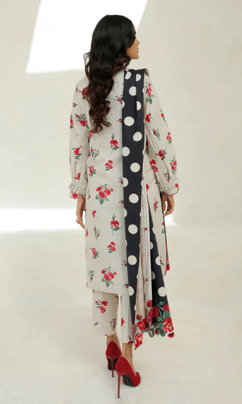 BAROQUE -3PC PRINTED LAWN DRESS WITH SILK DUPATTA- FP-19