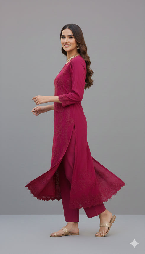 FAIRY CLOTHES -2PC EMBROIDED LAWN DRESS - FCO-09