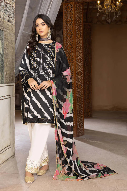 CHARIZMA -3PC PRINTED LAWN DRESS WITH SILK DUPATTA- FP-20