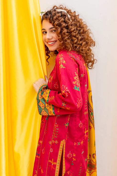 BATIK - 3PC LAWN EMBROIDERED SHIRT WITH ORGANZA PRINTED DUPATTA - FCO-28