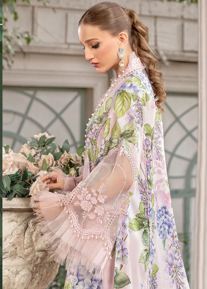 MARIA.B -3PC PRINTED LAWN DRESS WITH SILK DUPATTA- FCP-48