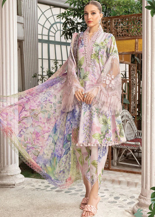 MARIA.B -3PC PRINTED LAWN DRESS WITH SILK DUPATTA- FCP-48