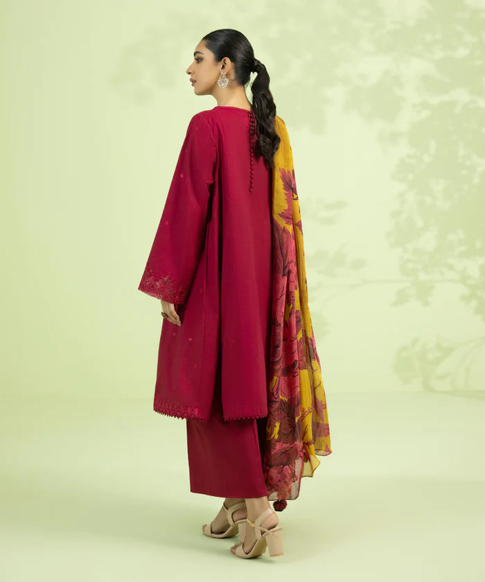 BAREEZE -3PC EMBROIDERED DHANAK DRESS WITH WOOL SHAWL- FW-31