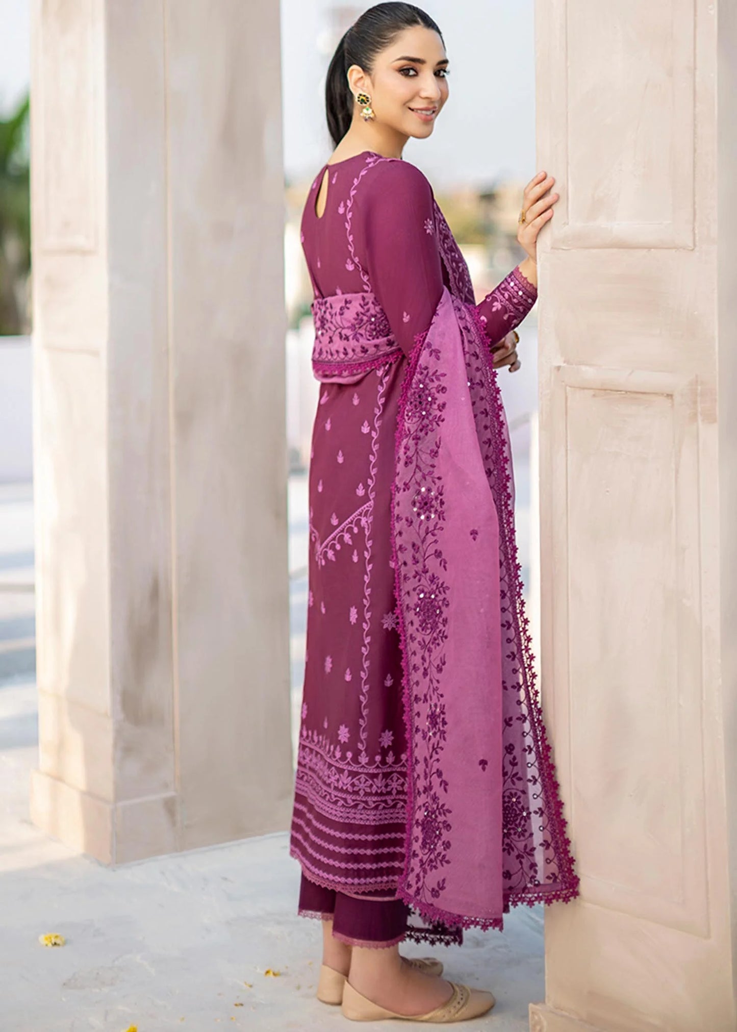 CROSS STITCH -3PC EMBROIDED LAWN DRESS WITH EMBROIDED ORGANZA DUPATTA- FCO-294