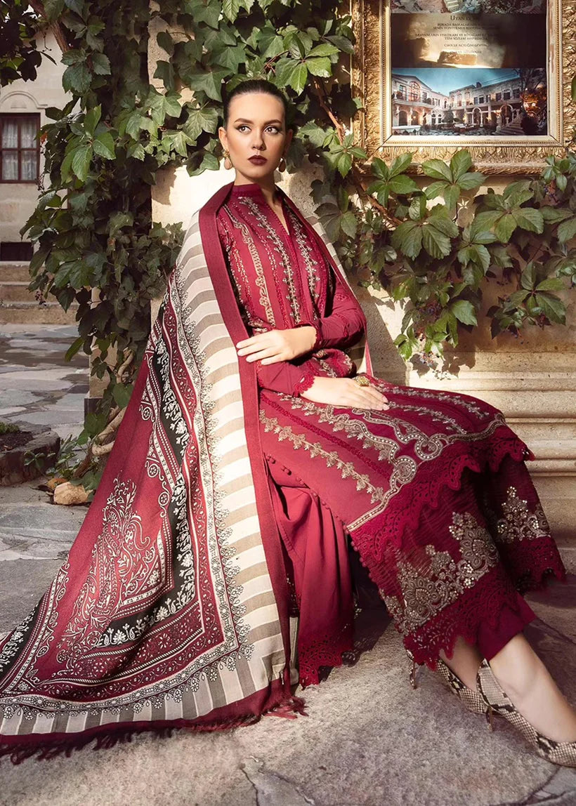 MARIA.B -3PC EMBROIDERED DHANAK DRESS WITH DHANAK WOOL SHAWL- FW-140