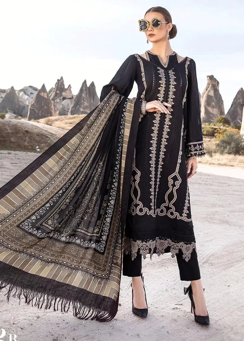 MARIA.B -3PC EMBROIDERED DHANAK DRESS WITH DHANAK WOOL SHAWL- FW-141