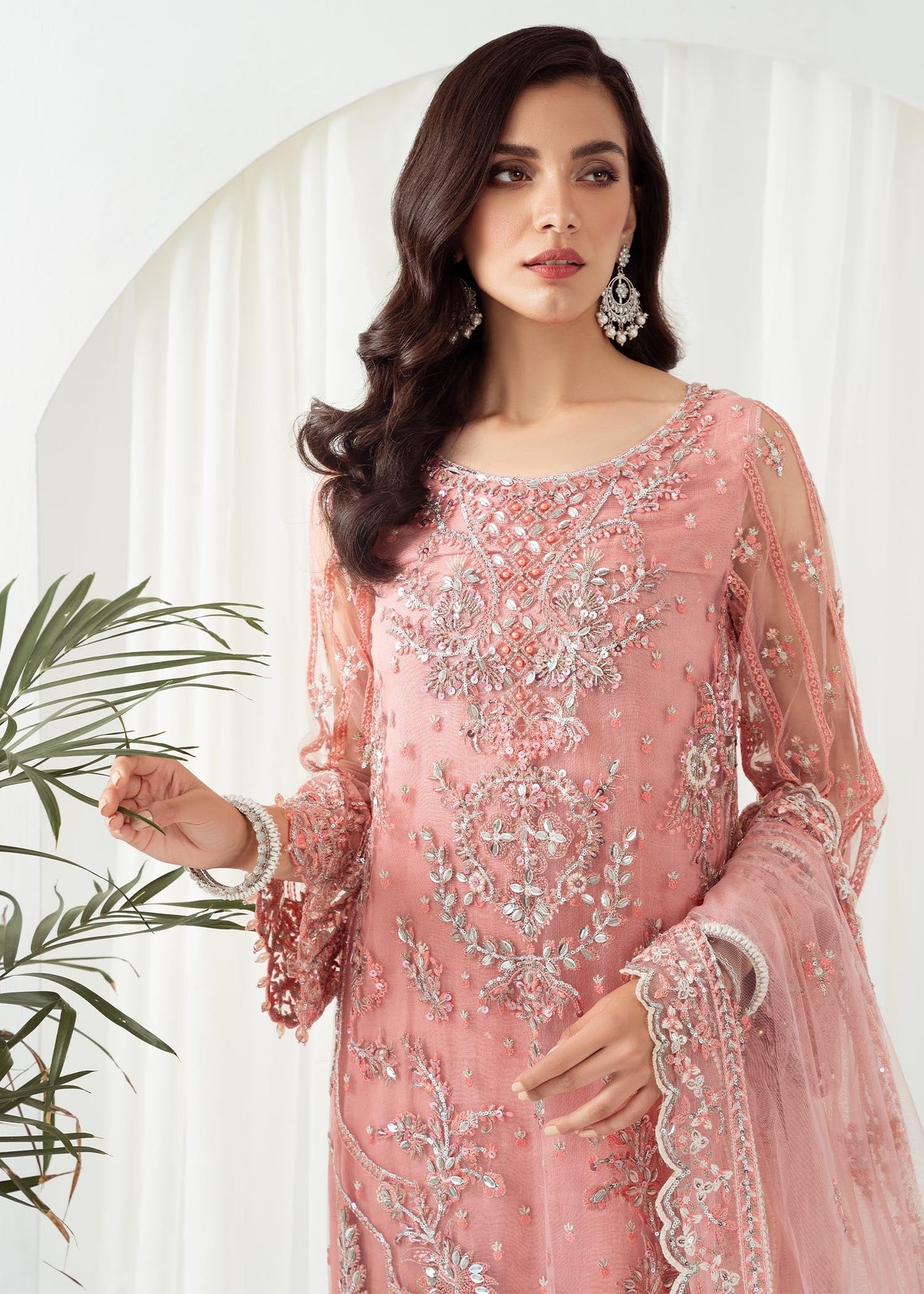 HEER -3PC FULLY EMBROIDERED FANCY NET DRESS WITH HEAVY EMBROIDERED NET DUPATTA- FPW-24