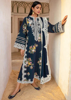 CRIMSON -3PC EMBROIDERED DHANAK DRESS WITH EMBRIDERED DHANAK SHAWL- FW-77