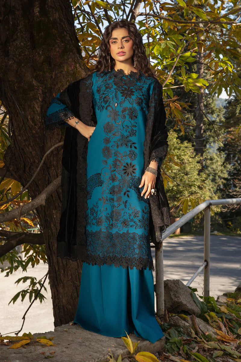 BAREEZE -3PC HEAVY EMBROIDERED LAWN DRESS WITH EMBROIDERED CHIFFON DUPATTA- EL-15