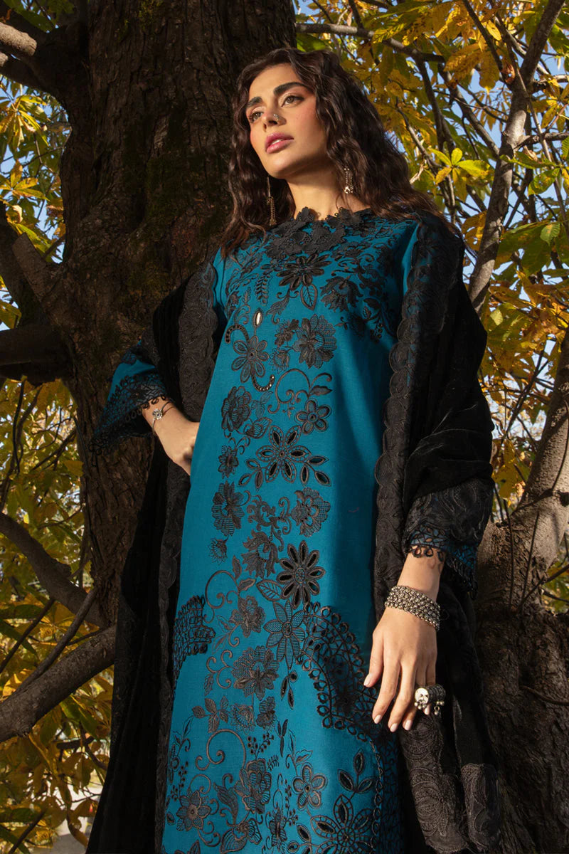 BAREEZE -3PC HEAVY EMBROIDERED LAWN DRESS WITH EMBROIDERED CHIFFON DUPATTA- EL-15