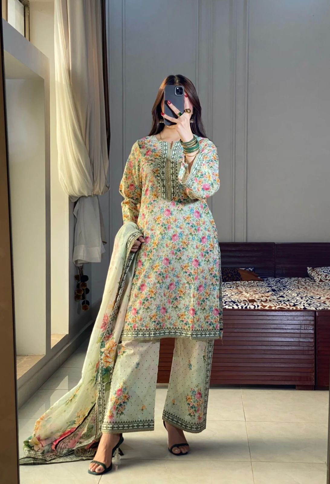 ALKARAM LAWN PRINTED SHIRT LAWN TROUSER WITH PRINTED DUPPATA ALK-01