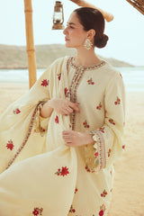 CROSS STITCH CREWEL CREAM-3PC (SHIRT, DUPATTA & TROUSER)