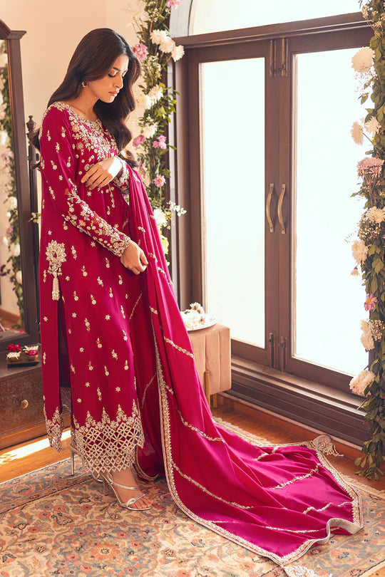 SUNNiA MANAHiL - 3pc Heavy Embroidered Dhanak Stuff - FW- 19