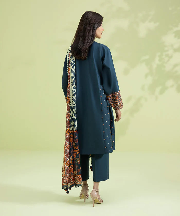 SAPPHIRE -3PC EMBROIDERED DHANAK DRESS WITH WOOL SHAWL- FW-38