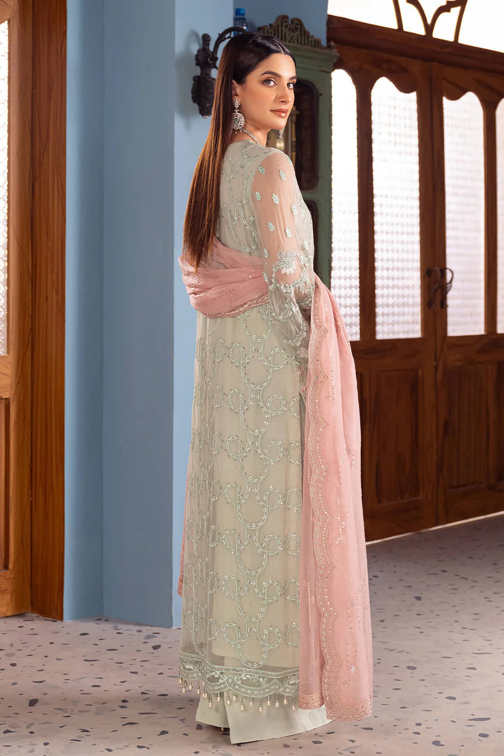 VINTAGE VOGUE--3PC FULLY FANCY EMBROIDERED CHIFFON DRESS WITH EMBROIDERED PURE CHIFFON DUPATTA- FPW-119