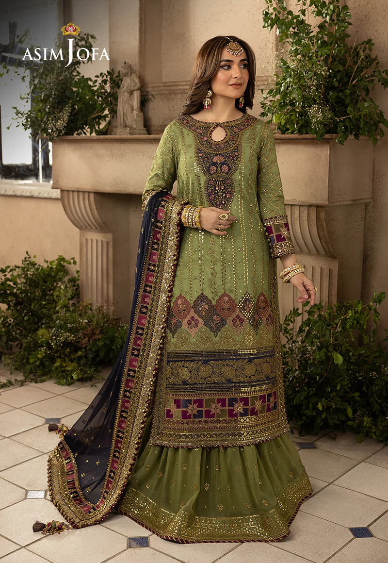 ASIM JOFA- -3PC FULLY FANCY EMBROIDERED CHIFFON DRESS WITH EMBROIDERED PURE CHIFFON DUPATTA- FPW-120