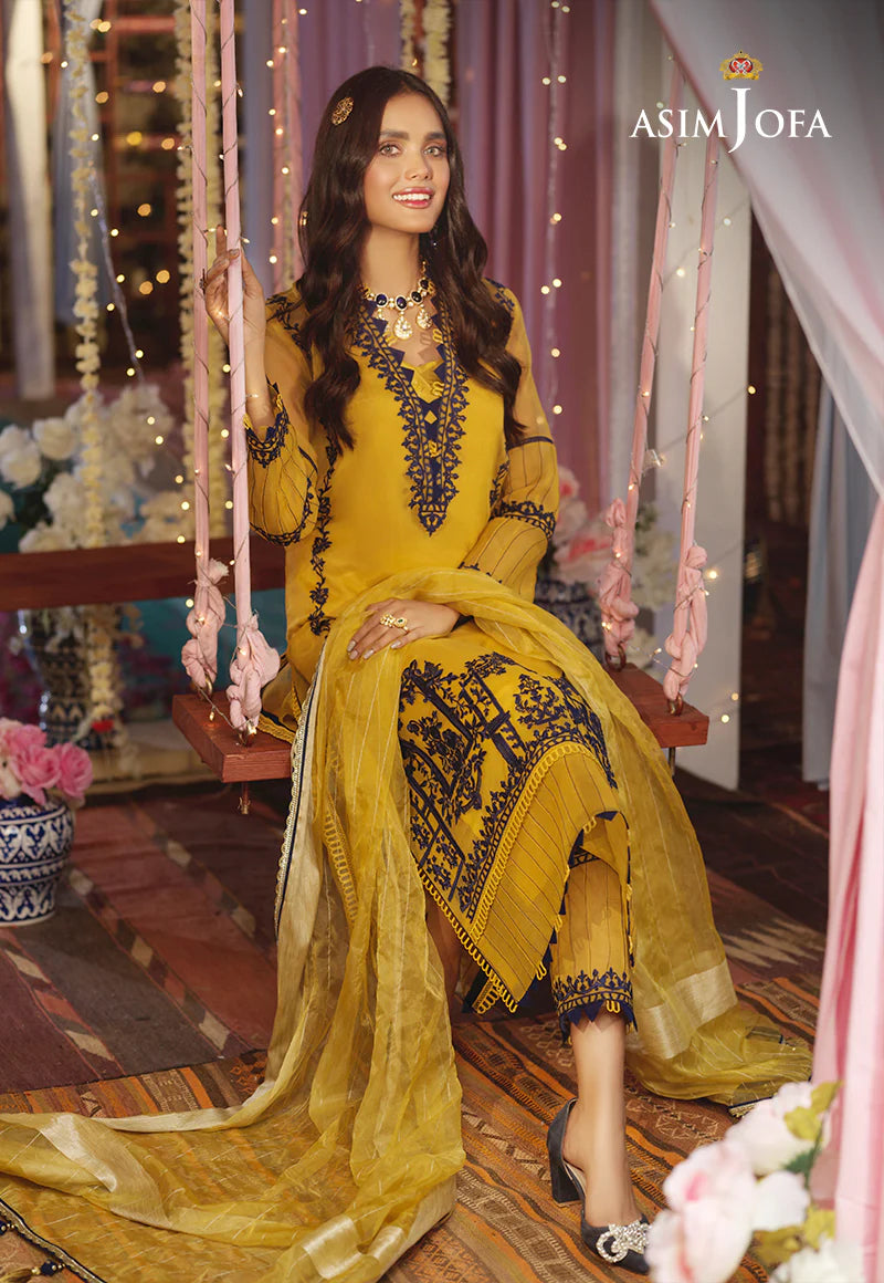 ASIM JOFA -3PC EMBROIDED LAWN DRESS WITH EMBROIDED CHIFFON DUPATTA- EL-09