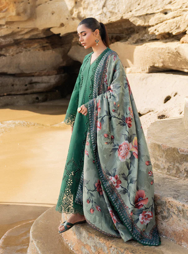 ZAINAB CHOTHANI -3PC FULLY EMBROIDERED CHICKEN KARI LAWN DRESS WITH 4 SIDE LACED SILK DUPATTA- FN-112